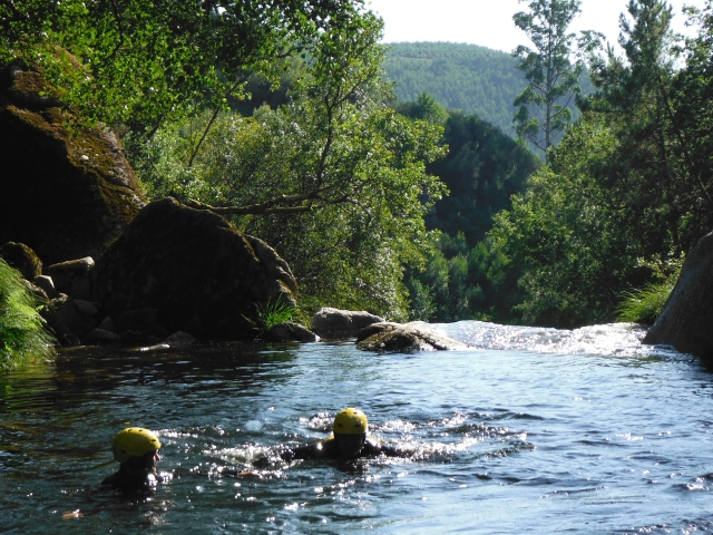 Swimming in the Almofrei river 
