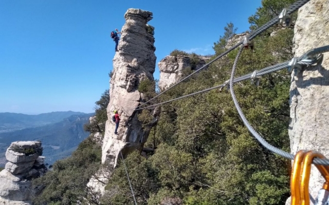 Pasando por el puente nepali