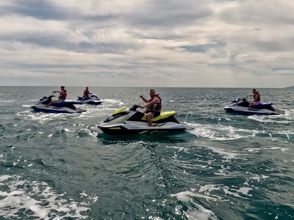 Group on water motorcycles Group on water motorcycles