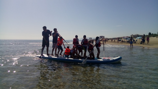  On the big SUP board 