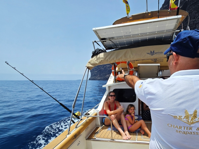 Disfrutando en el barco