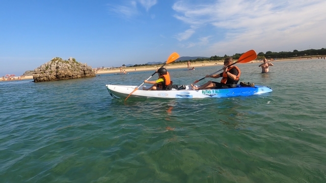 Canoes on Noja beach 