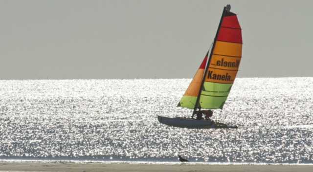 el catamaran al fondo