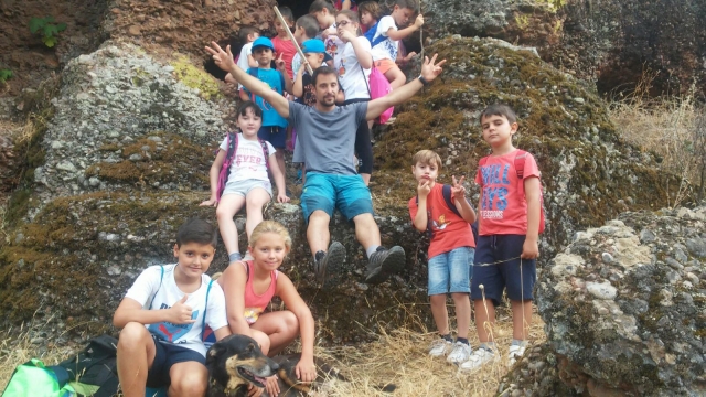  with the children in nature. 