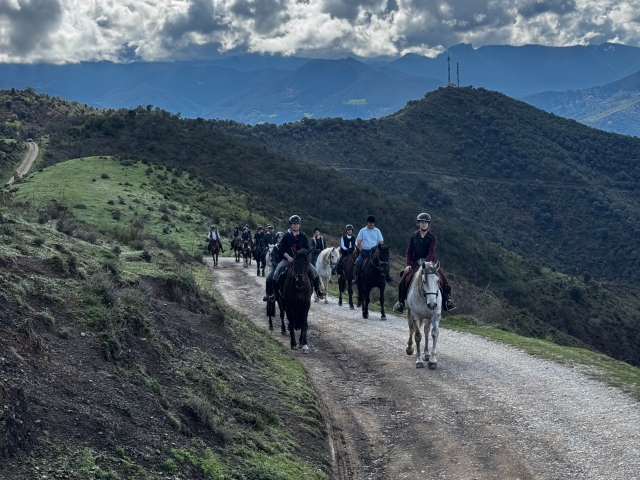 Riding on horseback 