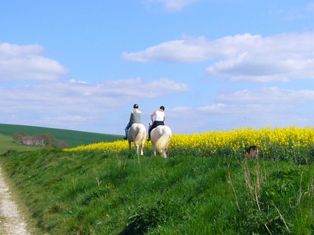 Paisaje primaveral a caballo