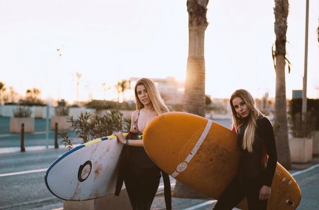  Girls with surfboards in Valencia 