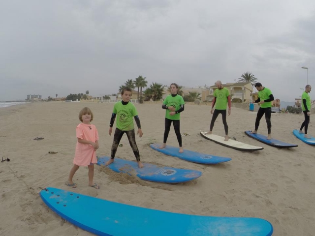  Practicing surfing on the beach in Valencia 