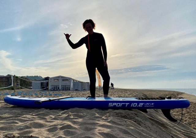 Surfkurs am Strand von Les Botigues 