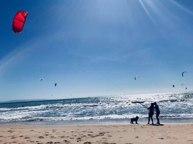  cerf-volant de kitesurf volant à Tarifa