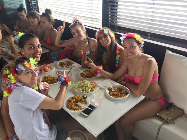  Enjoying the paella on board 