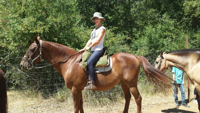 Montando a caballo en familia