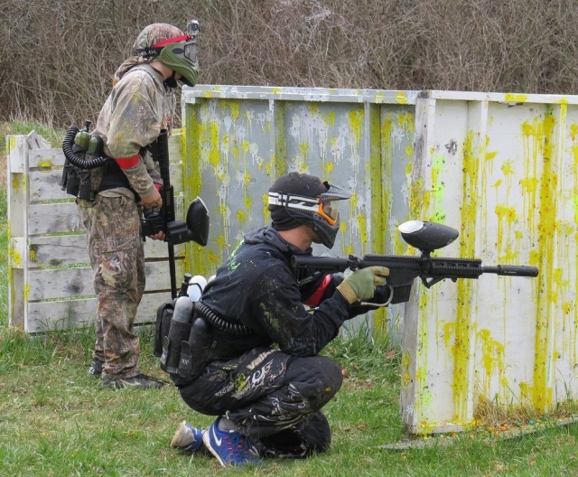 Playing a game of paintball 