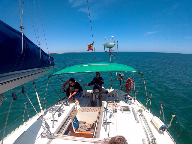 Abschied auf einem Segelboot in Huelva 