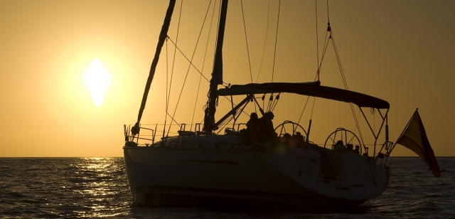 Sonnenuntergang an der Küste von Huelva 