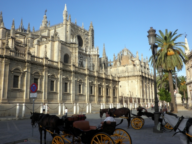 Catedral y coches de caballos