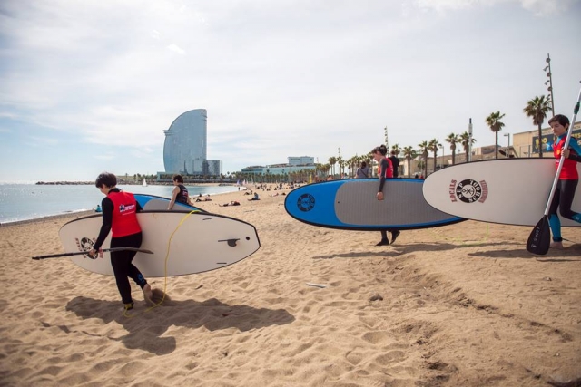 Début du cours de paddle surf 