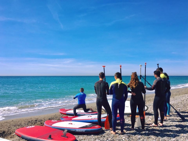  With the wetsuit before starting the class 