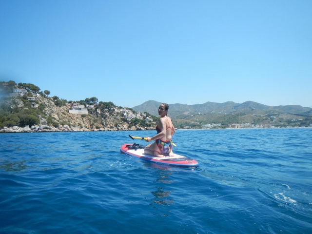  With the paddle board 