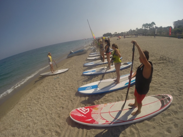 Learning paddle surf 