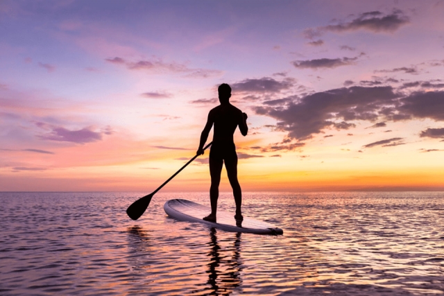Sobre la tabla de paddle surf