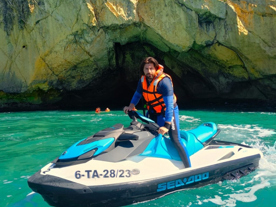In the water motorcycle 