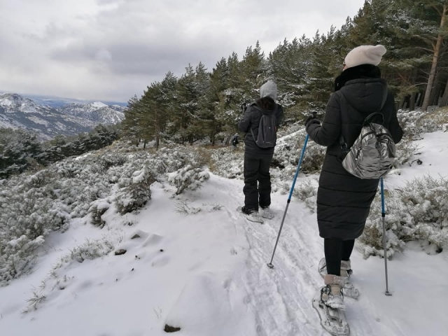 Ascendiendo con las raquetas de nieve
