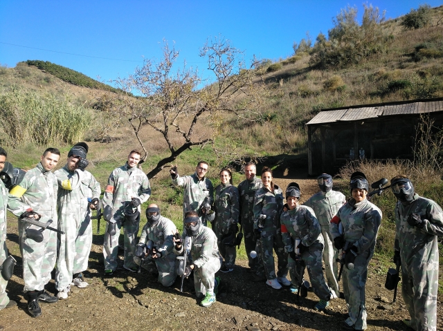 Friends ready for the paintball game 