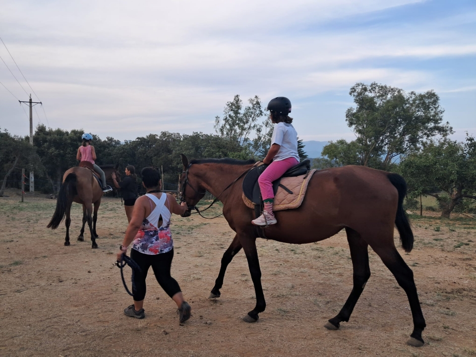  mounted horse through the roads of Darnius 