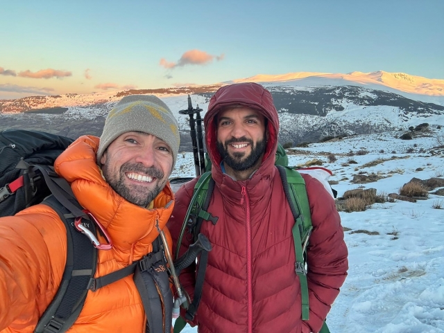  enjoying snow in Sierra Nevada
