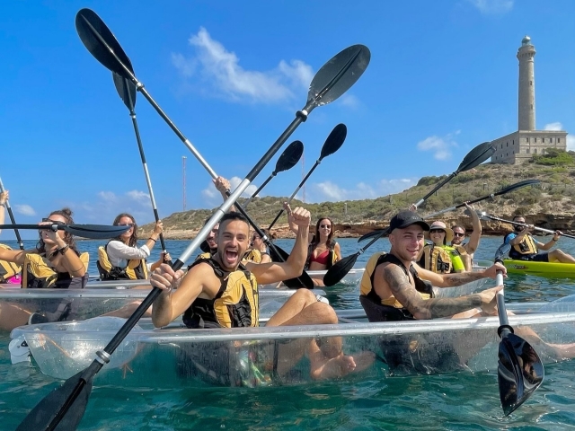 Kayak biplaza en la costa de Cabo de Palos