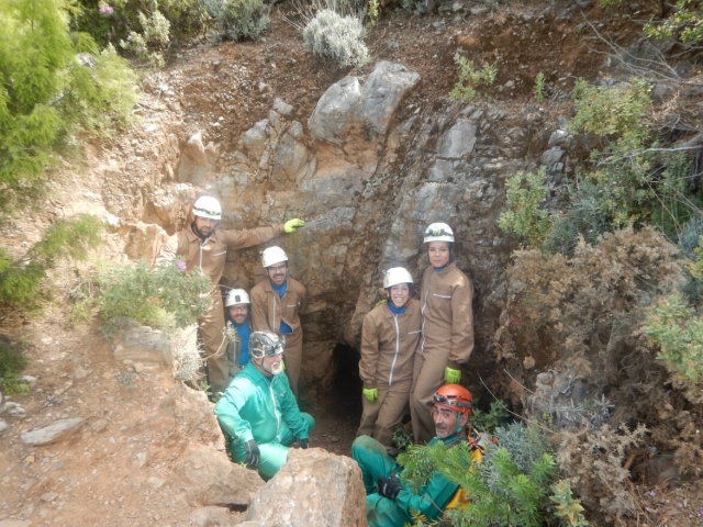 At the entrance to the cave 
