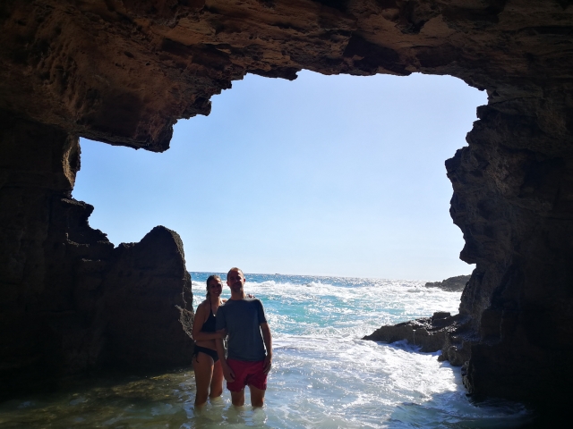 Foto dentro de la cueva