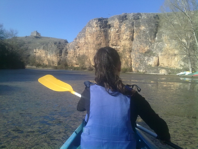  Kayaking with a life jacket 