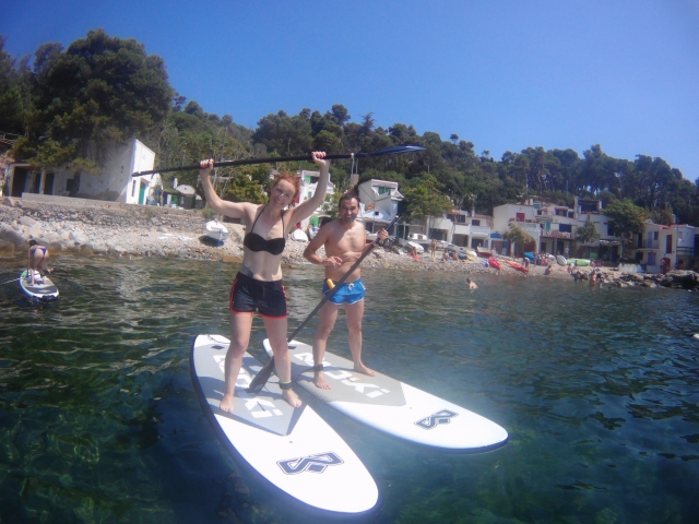  Departure paddle surfing as a couple Girona