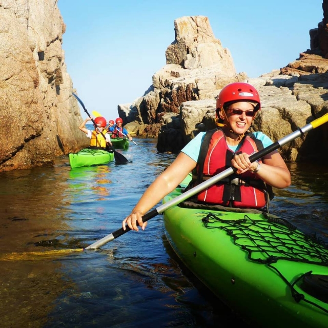 Through narrow areas 