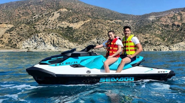 Couple on a jet ski along the Costa de Almería 