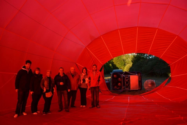  In the balloon while it inflates 