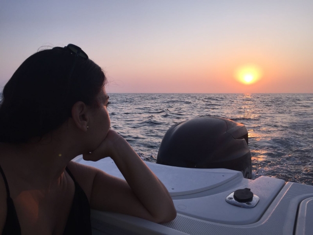 Puesta de sol desde barco en Cádiz