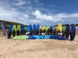 Pack de 4 clases de surf grupal, playa de Esteiro