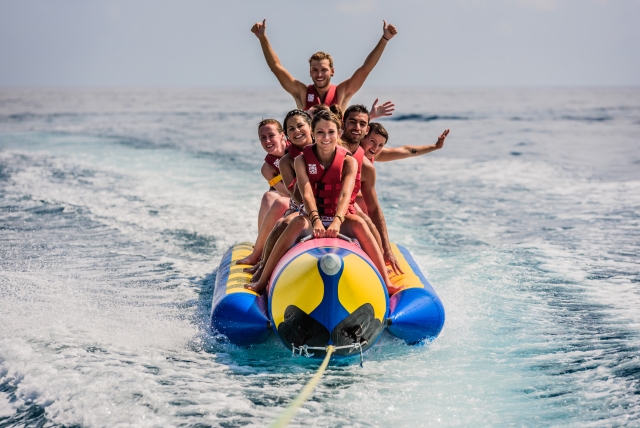 Saludando desde la banana boat