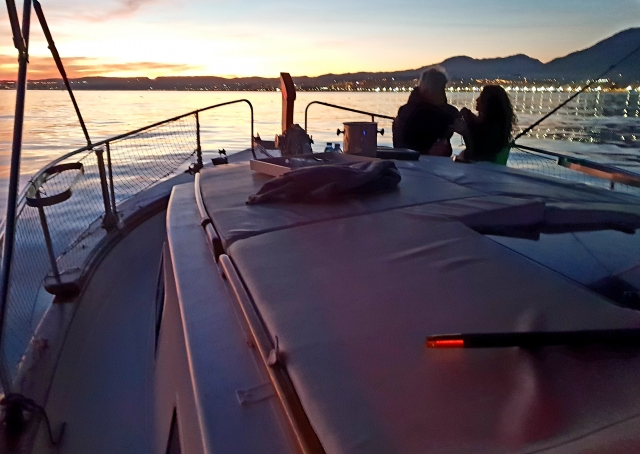  Enjoying the sunset at sea 