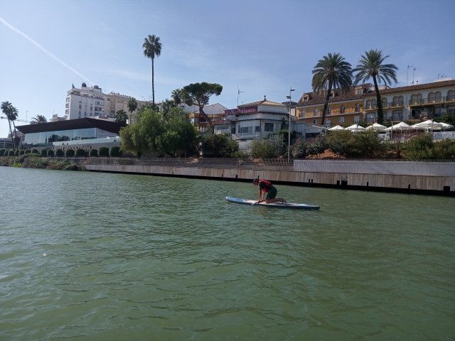  Enjoying the river on the SUP board 