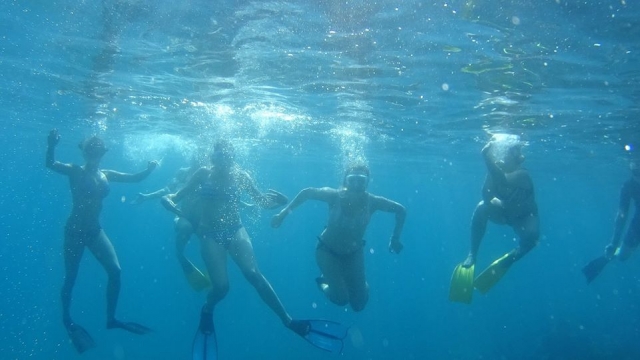  Underwater with the snorkeling equipment 