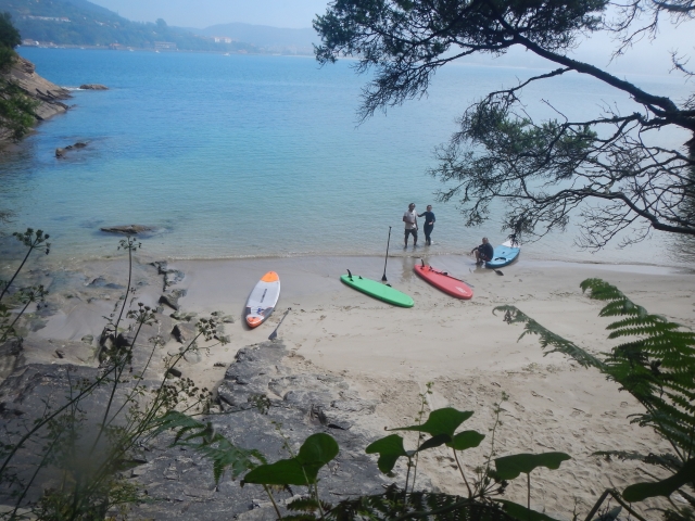 Na praia com as pranchas de paddle surf 