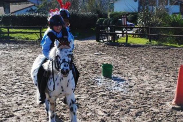  Kinder beim Ponyreiten 