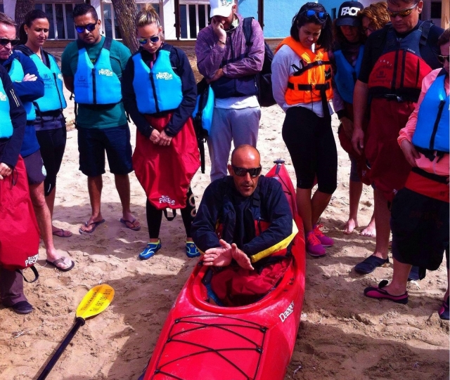 Friends together for the kayak route 