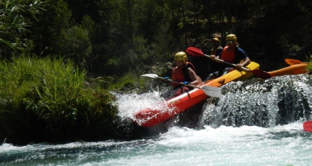 Descending the small waterfall with the canoaft 
