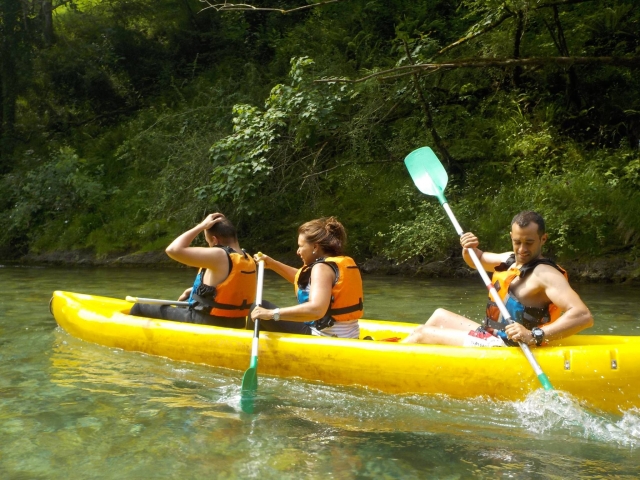 In a group enjoying the Deva River in a canoe 