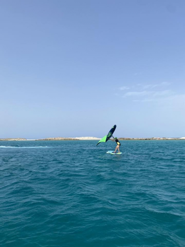  Boy practicing wingfoil in Formentera 